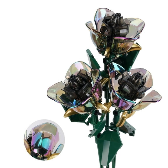 HI-Reeke Flower Building Block Set Rose Bouquet Bonsai Plastic Kit Toy Gift for Women Multicolor