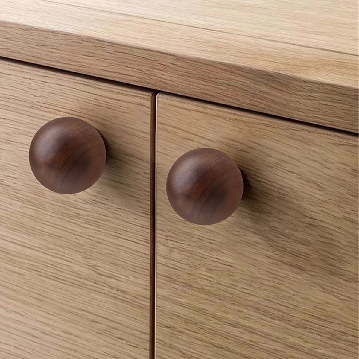 HDJNal 10pcs 40mm Walnut Wooden Ball Shape Handles, Cupboard Handles, Door Knobs Drawer Handles Cabinet Drawer Cupboard Kitchen Wood Pull Handle Wardrobe Door Handles