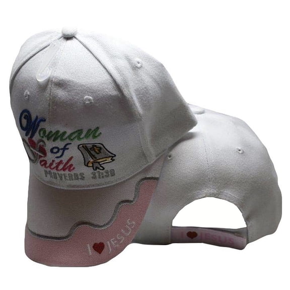 Woman of Faith Christian Jesus White with Pink Rim Embroidered Cap CAP808 Hat