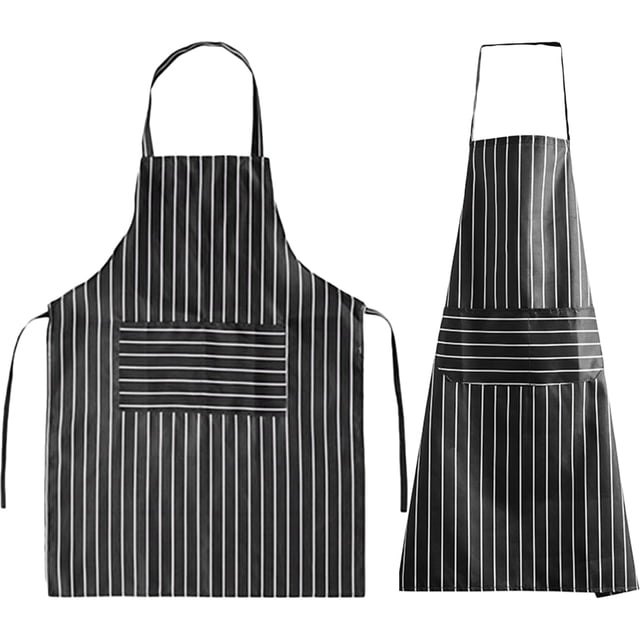 Shisuyan 2pcs Kitchen Apron with Pocket Oil Proof Cooking Apron Striped Kitchen Cooking Apron for Men Women
