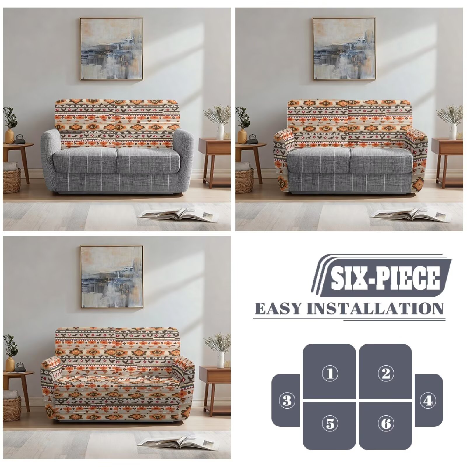 Yuyamidu Aztec Loveseat Recliner Covers 2 Seater Washable Reclining Sofa Covers for Livving Room Soft Recliner Slipcovers with Elastic Edge Gift for Friends