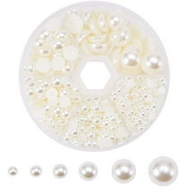 DIY Flat Back Pearl Beads 690pcs 6 Sizes Beige Craft Pearl Cabochons Half Pearls Loose Beads Gem for Nails Cup Shoes Wedding Dress Scrapbooking Diamond Phone Nail Art Making 4/5/6/8/10/12mm DIY