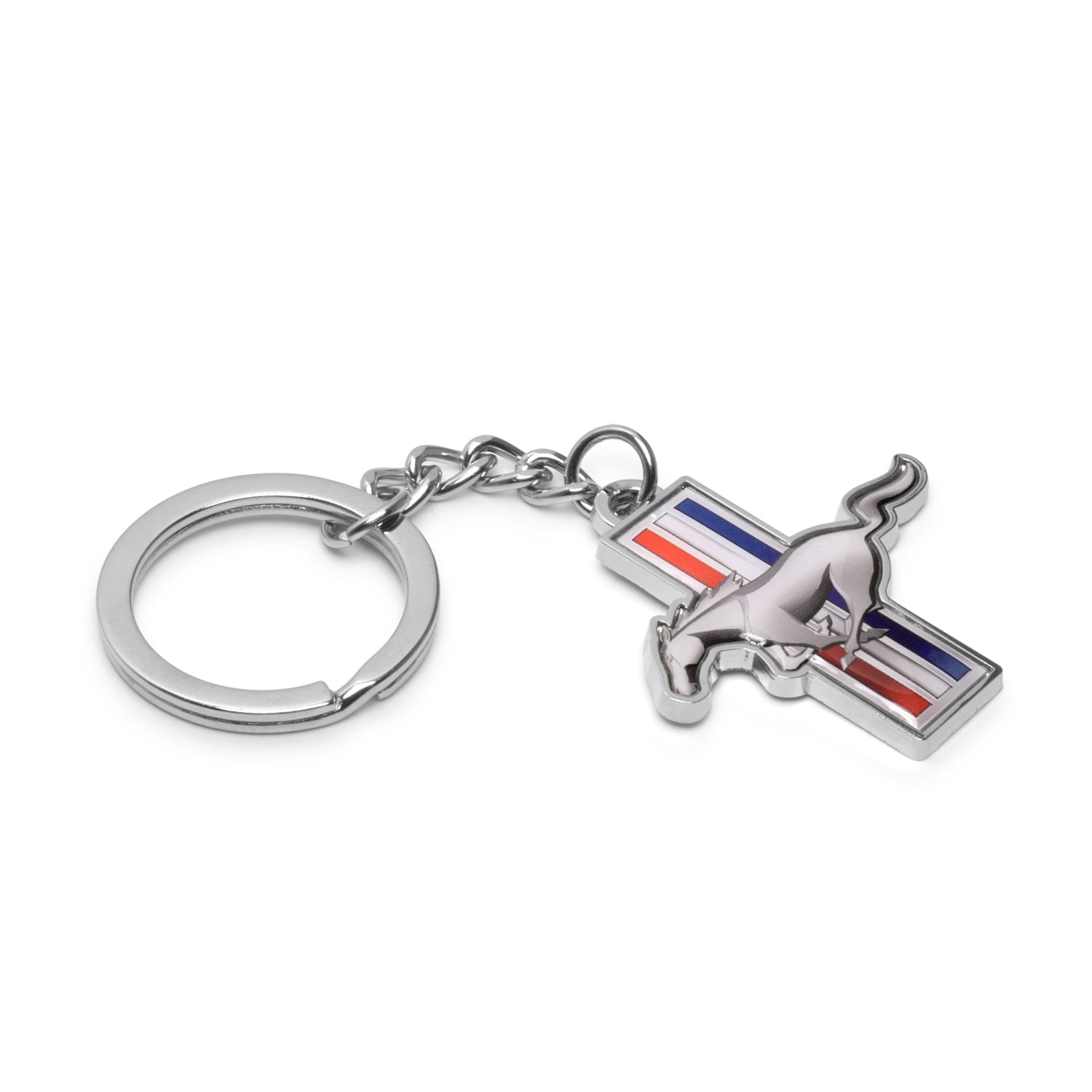 iPick Image for Ford Mustang Tri-Bar Full-Color Die-Cut Metal Key Chain, Key-Charm, Official Licensed