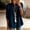 Dark Blue, variant on Women's Brushed Denim Jacket With Tassel Trim, Casual Long Sleeve Buckle Coat, Loose Fit With Chest Pocket