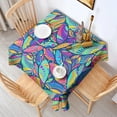 thumbnail image 2 of Blue Pioneer Flower and Leaf Pattern Square Tablecloth,Waterproof Square Table Cover,Wipeable Spillproof Washable Table Cover for Home Kitchen Party Decor 52"x52"(132x132cm), 2 of 6