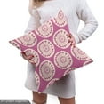 thumbnail image 4 of Ambesonne Circles Fabric by the Yard Upholstery, Doodle Circle and Spots, 3 Yards, Magenta and Cream, 4 of 4