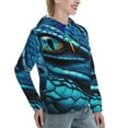 thumbnail image 6 of Picia Blue Viper Snake Closeup Face Pattern Casual Women's Hoodie, Hooded Sweatshirt with Kangaroo Pocket, Comfortable Pullover with Eye-catching Drawstrings-X-Large, 6 of 7