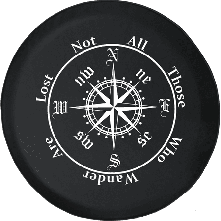 Jeep Spare Tire Cover Compass Not All Who Wander Are Lost Compass Adventure Offroad Spare Tire Cover fits Jeep RV & More 28 Inch ()