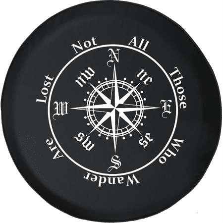 Not All Who Wander Are Lost Compass Adventure Offroad Spare Tire Cover fits Jeep RV & More 28