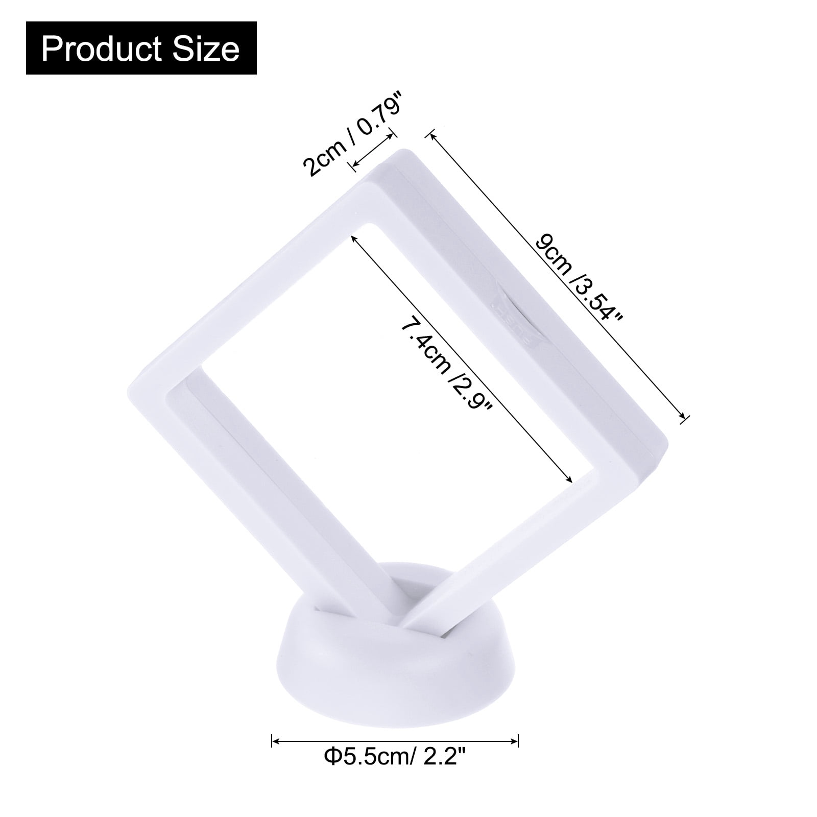 Unique Bargains 4Pcs Floating Frame Display Holder Stand 3.54" x 3.54" x 0.8" White