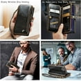 thumbnail image 4 of for iPhone 15 Wallet Case, for iPhone 15 Case Wallet for Women Men, Vintage PU Leather Magnetic Bukckle Flip Closure Wrist Strap Zipper Card Holder Phone Cases for iPhone 15, Luxury Coffee, 4 of 11