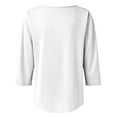 thumbnail image 6 of HongQid 3/4 Length Sleeve Womens Tops Square Neck Casual Summer Tunic Tops Basic Tees Blouses Dressy T-Shirts Pleated Shirts, 6 of 7