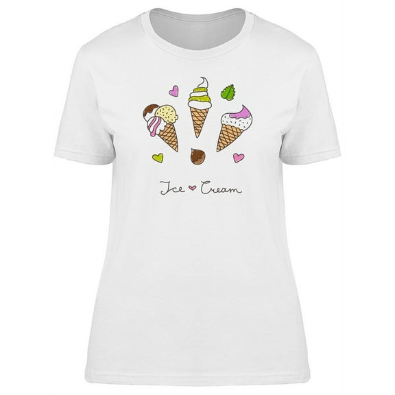 Cool Icre Cream Cone Cute Doodle T-Shirt Women -Image by Shutterstock, Female 3X-Large