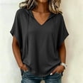 thumbnail image 4 of fatyb Womens Short Sleeve Hoodies V Neck Drawstring Pullover Tops Lightweight Summer Shirts with Hood, 4 of 7