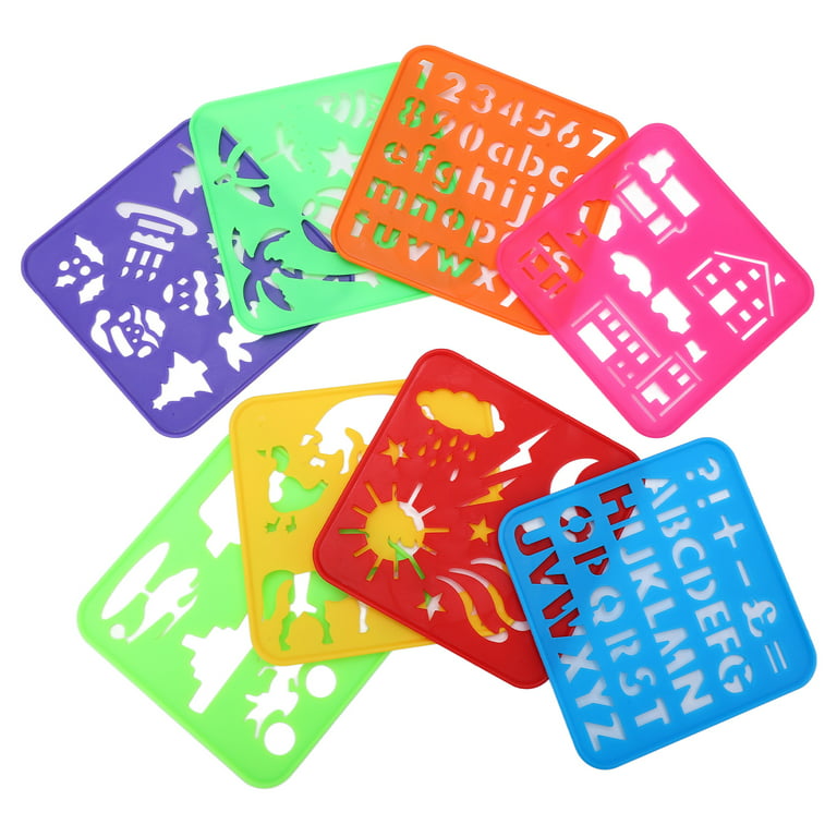 Painting Stencils, 8 Pcs Flexible Durable Small Stencils Humanized Design  For Children For DIY Painting