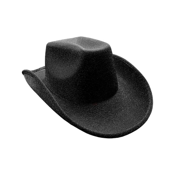 Adult's Black Glitter Cowboy Hat Costume Accessory