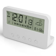 Digital Alarm Clocks for Bedrooms, EEEkit LCD Display Dimmable Clock Desk Table Electronic Clock with Snooze Function, Nightlight, 12/24H and Snooze for Home Office (White/Green)
