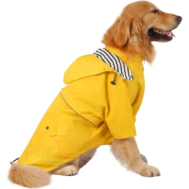 Chubasquero de doble capa con cremallera y capucha para perros pequeños a grandes, patos, rosa, XL