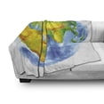 thumbnail image 3 of Earth Soft Flannel Fleece Throw Blanket, Globe of Earth Painted in Watercolors Cartography Geography Continents, Cozy Plush for Indoor and Outdoor Use, 50" x 60", Pale Blue Green Yellow, by Ambesonne, 3 of 6