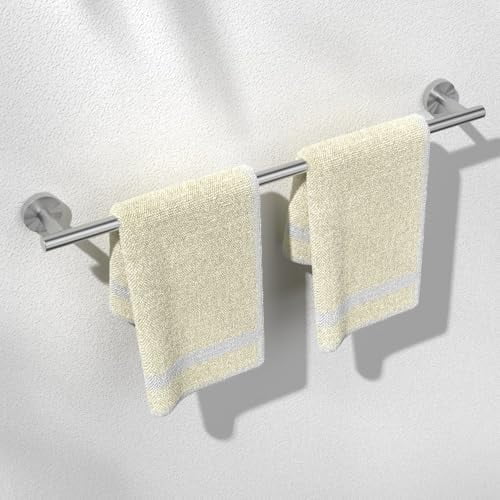 Brushed Nickel 24 Inch Towel Bar for Bathroom, SUS304 Stainless Steel Bathroom Towel Rack Wall Mounted, Modern Home Decor Bath Towel Holder with Hardware Accessories (Total Length 25.7 Inch)