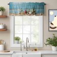 thumbnail image 2 of Summer Ocean Starfish on Blue Valances for Windows,Kitchen Valance Rod Pocket Short Curtain, Vintage Wood Board Valance Curtain Window Valances for Bedroom Bathroom Living Room 42x12in, 2 of 9