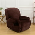 thumbnail image 3 of Lapalife Recliner Couch Covers Velvet Plush 4-Pieces Recliner Chair Slipcovers with Elastic Bottom, Brown, 3 of 8