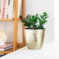 Efavormart 11" Gold Polypropylene Planter Pot Indoor, Flower Pot For Plants With Metallic Hammered Design