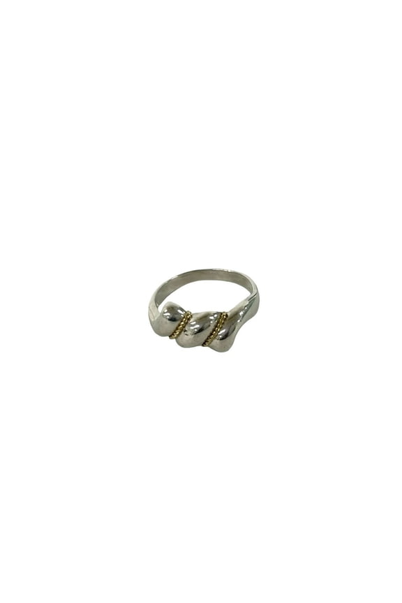 Pre-Owned TIFFANY&Co. Tiffany Vintage Twist Ring, Sterling Silver 925, 18K Yellow Gold,...