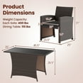 thumbnail image 3 of Gymax 3 Piece Patio Wicker Dining Set 2 Rattan Chairs w/ Rectangle Tempered Glass Dining Table, 3 of 10