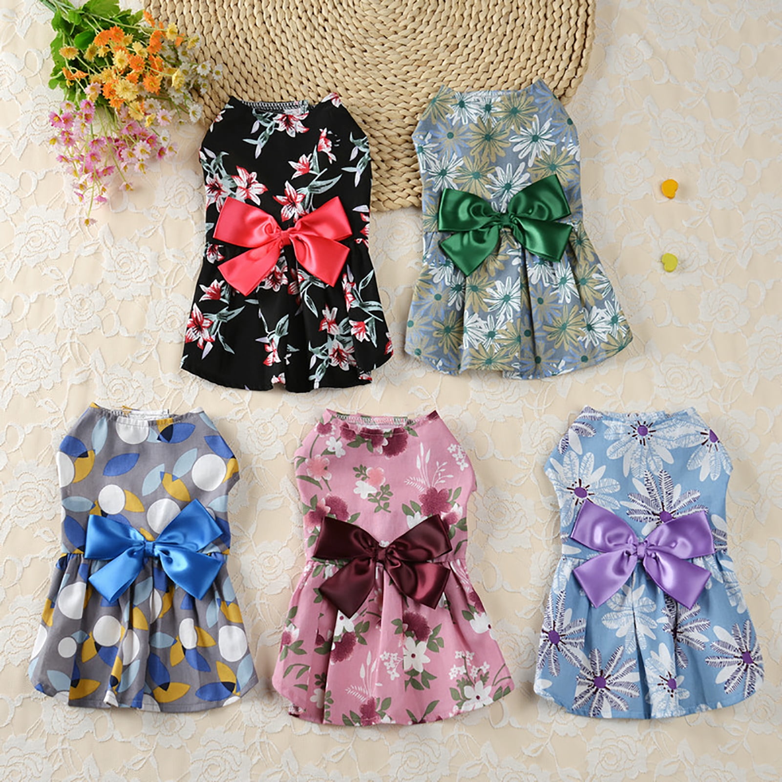 SPRING PARK Party Dog Clothes Pets Puppy Bowknot Design Attractive Soft ...