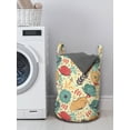 thumbnail image 3 of Colorful Laundry Bag, Blooming Summer Season Flowers in Doodle Drawing Style Illustration Foliage Leaves, Basket with Handles Drawstring Closure for Laundromats, 13" x 19", Multicolor, by Ambesonne, 3 of 4