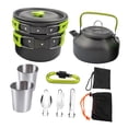 thumbnail image 1 of Kit de utensilios de cocina para acampar, olla ergonómica, sartén, hervidor para barbacoa, cocina al aire libre, picnic Verde, 1 of 8
