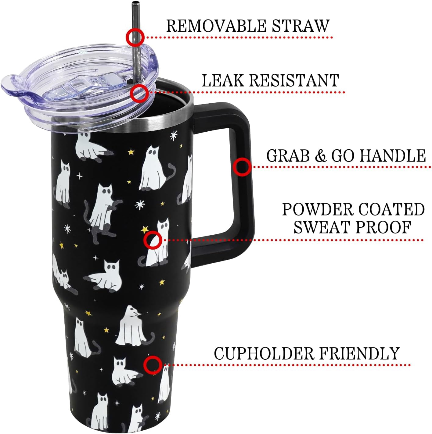 Christmas Tumbler with Handle and Straw Lid 40 oz,Cute Christmas Gifts for Women Xmas Lights Snowflakes Vacuum Insulated Leak Proof Tumbler,Winter Holiday Accessories Stainless Steel Coffee Cup Mug