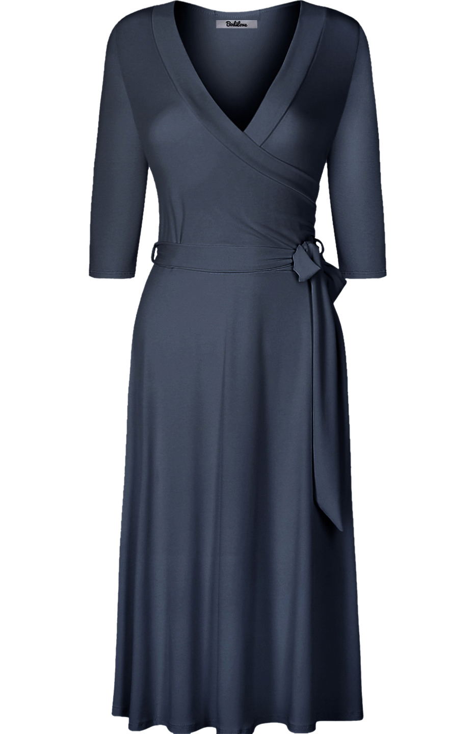 wrap dress 3 4 length sleeve