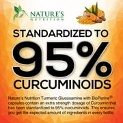 Turmeric Curcumin Supplement - 95% Curcuminoids with Glucosamine, Ginger & MSM, BioPerine Black Pepper Extract for Best Absorption, Natural Vegan Joint Support, Non-GMO, Bottled in USA - 60 Capsules