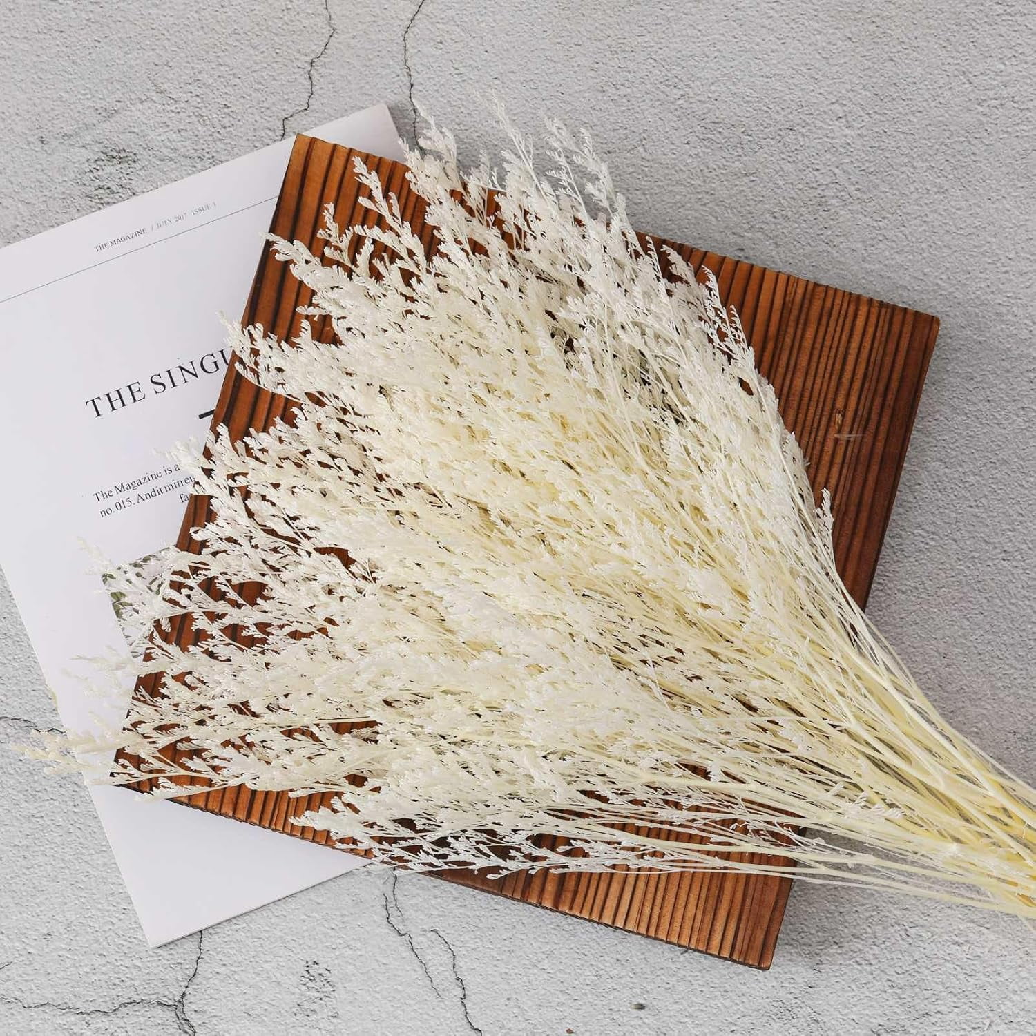 Dried Flowers Bouquet, Dry Caspia Flower Bundle, Floral Lavender, Babys Breath Arrangements for Wedding Decor, Door Wreath, Home Party Table Vase Decoration (White, 17'')