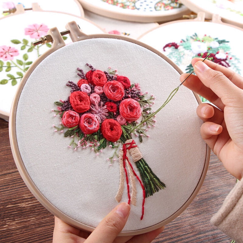 DIY Ribbon Flowers Embroidery Set Beginner Needlework Kits Cross Stitch Series Arts Crafts Sewing Decor;DIY Ribbon Flowers Embroidery Set Cross Stitch Beginner Needlework Kits