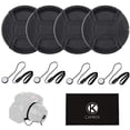 thumbnail image 1 of Lens Cap Bundle - 4 Snap-on Lens Caps for DSLR Cameras Including Nikon, Canon, Sony - 4 Lens Cap Keepers / 1 CamKix, 1 of 5