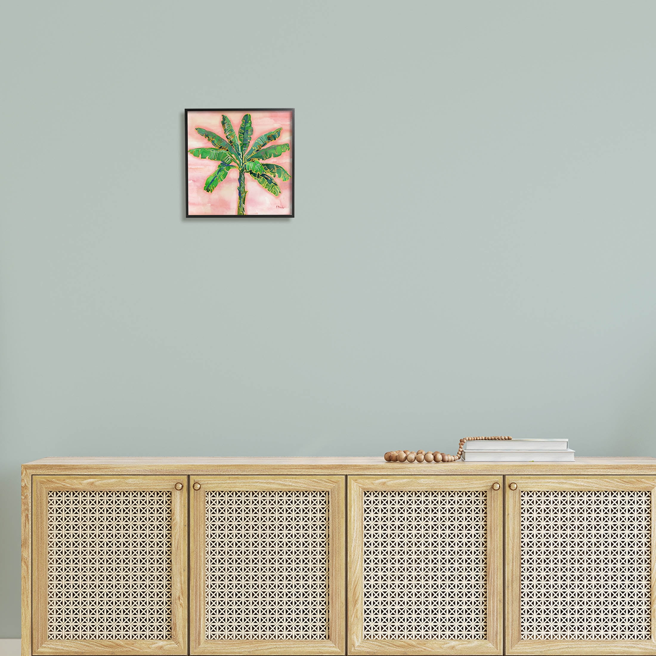 Tropical Nature Palm Sunrise Botanical & Floral Graphic Art Black Framed Art Print Wall Art