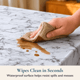 thumbnail image 5 of ComfiTime Vinyl Tablecloth - 52 x 70 Wipeable Plastic Table Cover, Flannel-Backed, Waterproof, Easy-Clean, Gray Marble, 5 of 10