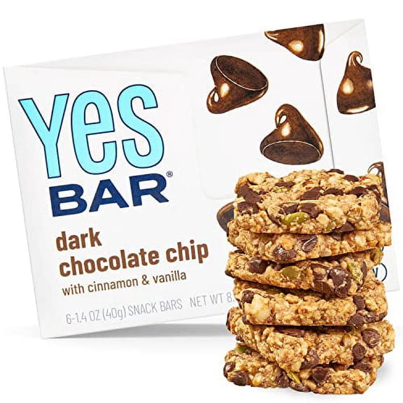 The YES Bar â€“ Dark Chocolate Chip â€“ Plant Based Protein, Decadent Snack Bar â€“ Vegan, Paleo, Gluten Free, Dairy Free, Low Sugar, Healthy Snack, Breakfast, Low Carb, Keto Friendly (