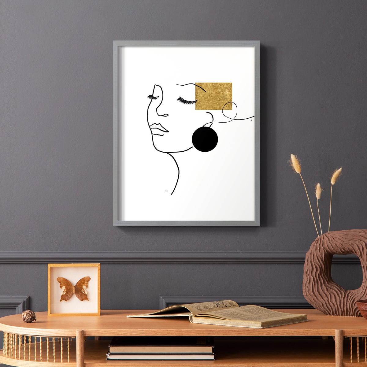 Shapes and Lines II in Gray Solid Wood 8 x 10 Framed Print