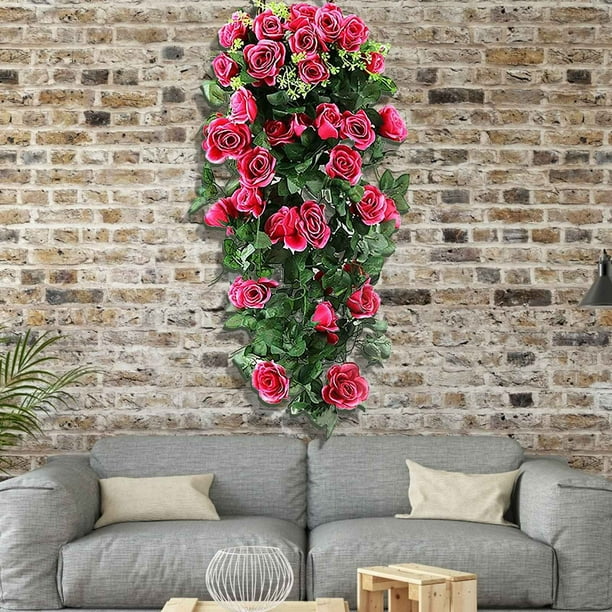 Simulated Rose Bouquets Simulated Flower Wall Hanging Baskets Decorative Landscaping Artificial Flowers Rattan Home Decor Flowers