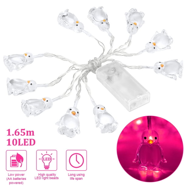 Cadena De Luces Con Forma De Animal De Pingüino 10-Led 1.65M Decoración De Ambiente Speravity HA025771-06
