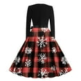thumbnail image 6 of Mifsaly Merry Christmas Dresses for Women 2025 Crewneck Long Sleeve Vintage Cocktail Dress Xmas Plaid Tunic Elegant Evening Gowns Wedding Guest Festival Party Outfits with Belt, 6 of 6