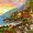 Romantic Island Sunset, variant on Elephant Stock Romantic Island Sunset Wall Art - Horizontal Canvas Wall Art - Living Room Wall Decor - Beach Canvas - Green And Yellow Decor By Dominic Davison - 12" x 8"