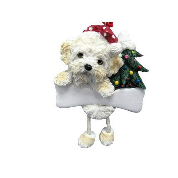 Shihpoo Ornament with "Dangling Legs" Hand Painted and Easily Personalized