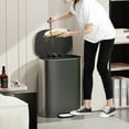 thumbnail image 3 of LoLado 13 Gallon 50L Kitchen Foot Pedal Operated Soft Close Trash Can - Stainless Steel Ellipse Bustbin - Gray, 3 of 9