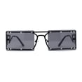 thumbnail image 1 of Metal Stud Rimless Rectangular Unique Metal Rim Sunglasses All Black, 1 of 5