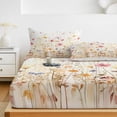 thumbnail image 6 of Twin Sze Fitted Sheet Set - Colorful Wildflower 2 Piece Bedding Sets 16" Deep Pocket Fitted Sheet with 1 Pillowcase, Botanical Vintage Floral Country Retro Brushed Microfiber Hotel Luxury Bed Sheets, 6 of 9